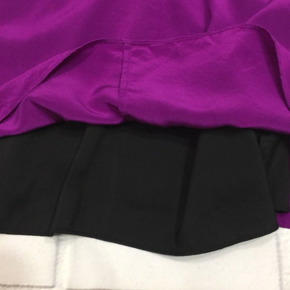 Tibi Heavy Silk V-Neck Silk Cami, Boysenberry/Black - Picture 11 of 13